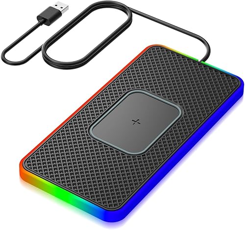 15W Wireless Car with Anti-Slip Pad and LED Light for iPhone for Samsung Smartphones(100CM USB)