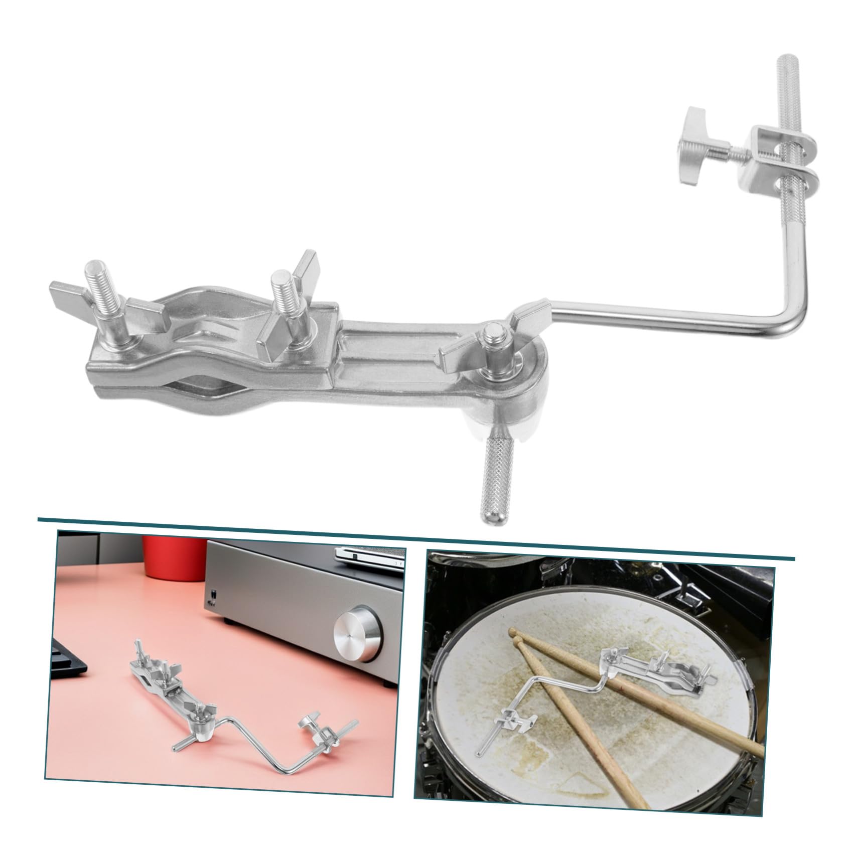 MAGICLULU Abrazadera Doble Z para Cencerro con Soporte Ajustable Montaje Compacto para Batería y Percusión Accesorio Resistente para Jazz y Escenario