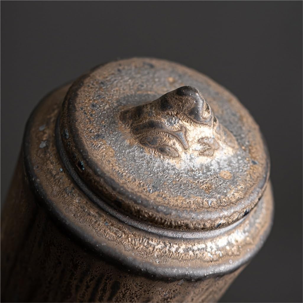 Organizadores y Almacenamiento de Té Mini recipiente for almacenamiento de té de gres, tarro pequeño de cerámica esmaltado de hierro dorado, tarro sellado, tarro de almacenamiento portátil Botes de Té