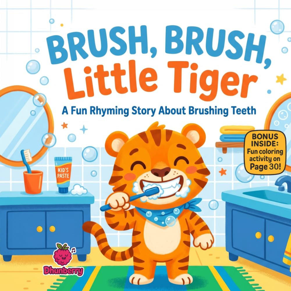 Brush, Brush, Little Tiger: A Fun Rhyming Picture Book About Brushing Teeth, Healthy Habits, and Clean Smiles