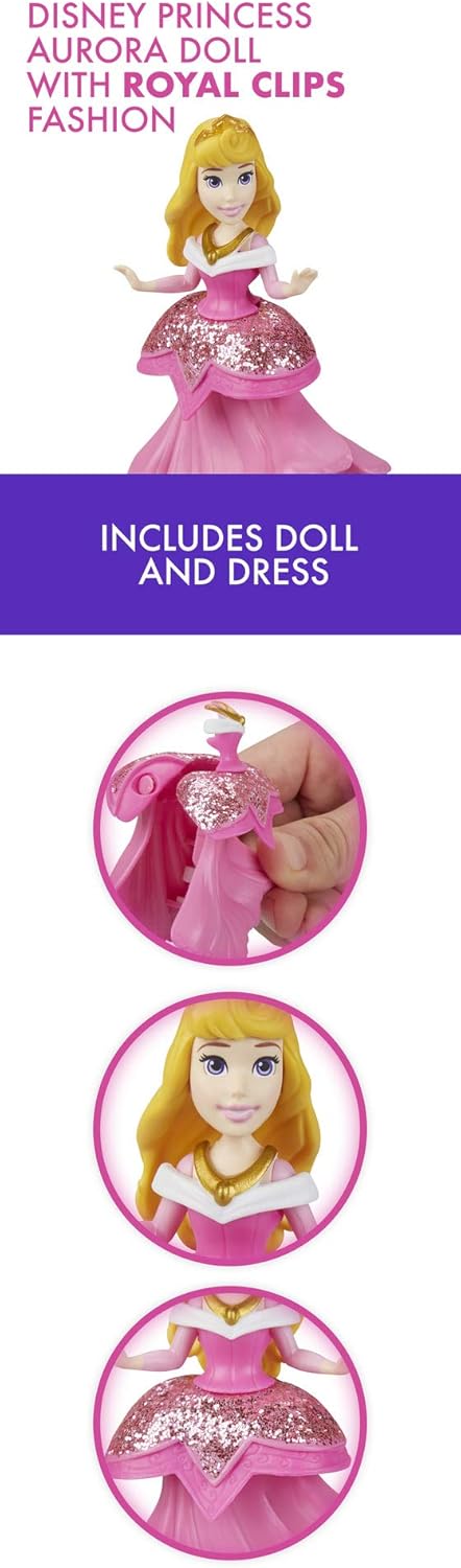 Disney Princess Aurora Doll with Royal Clips Fashion, One-Clip Skirt