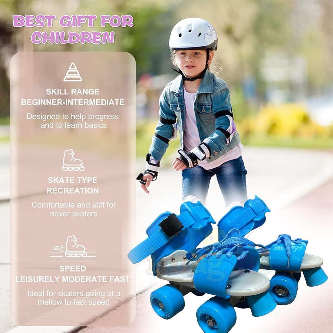 NestPlay Skating Shoes with School Sport PU | 4 Wheel Adjustable Skates | Dry Roller Skates for Kids | Adjustable up to 5-12 Years Age Group (Blue Colors Skating) - Image 5 thumbnail