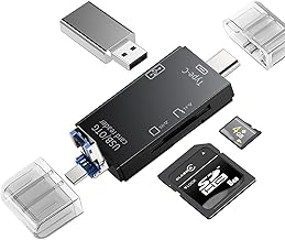 Kinsound 6 in 1 SD & TF Card Reader with Type-C, USB & Micro USB Ports, Portable Memory Card Reader Compatible with TF, SD, SDHC, SDXC, MMC, RS-MMC, Micro SDXC for Computer & Android Phone