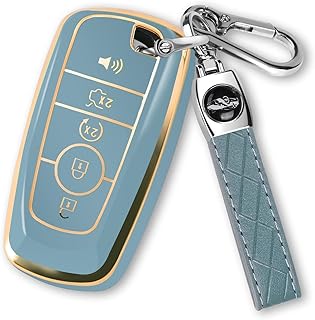 for Ford Key Fob Cover with Keychain, Soft TPU Key Case Shell Full Protection for Ford Explorer Fusion Escape Edge Expedition F150 F250 F350 F450 F550 Maverick Mustang(Blue)