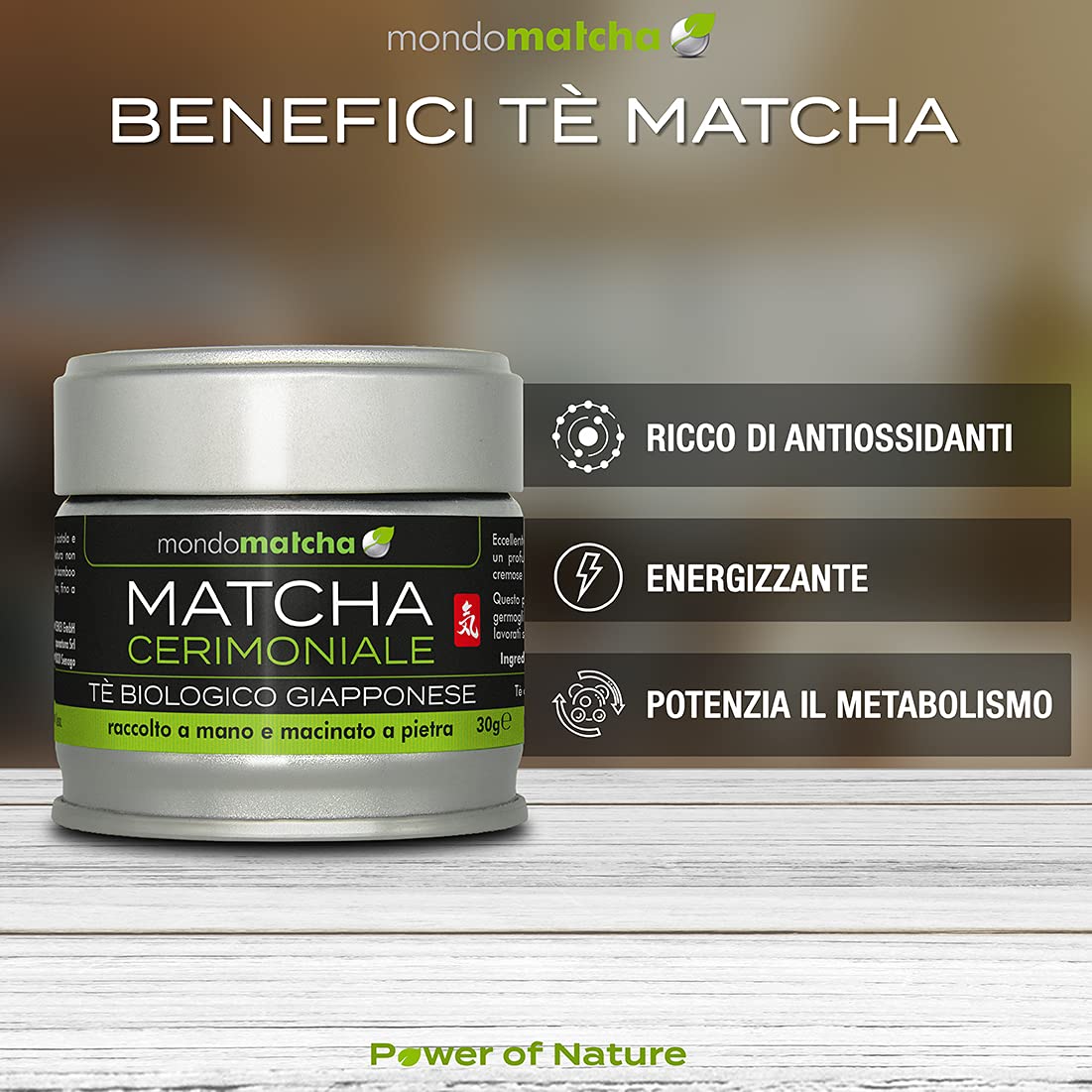 Mondomatcha Tè Verde Matcha Biologico Giapponese 30g - Grado Cerimoniale Premium, Macinato a Pietra - Polvere di Matcha Bio Originale dal Giappone