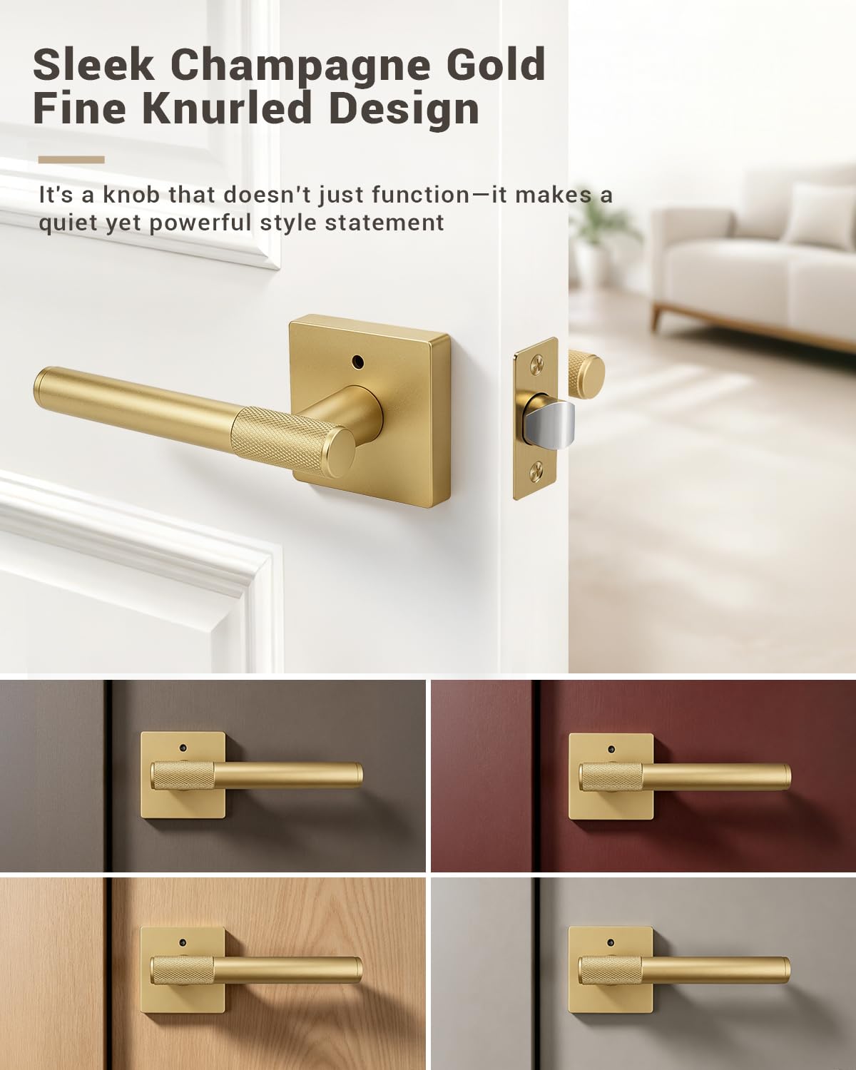 Golden Champagne Door Knobs - Modern Privacy Locks -3
