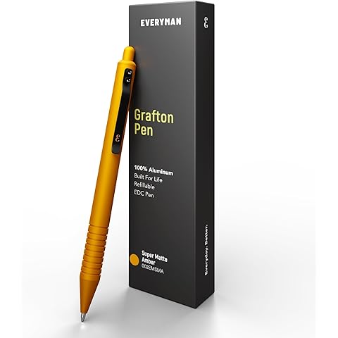 Everyman Grafton Super Matte Full Click Refillable Ballpoint Pen – Amber | Durable EDC Writing Tool with Deep Grip | Smooth 0.7mm Ink Flow for Daily Use, Notes, Journaling, and Office Essentials