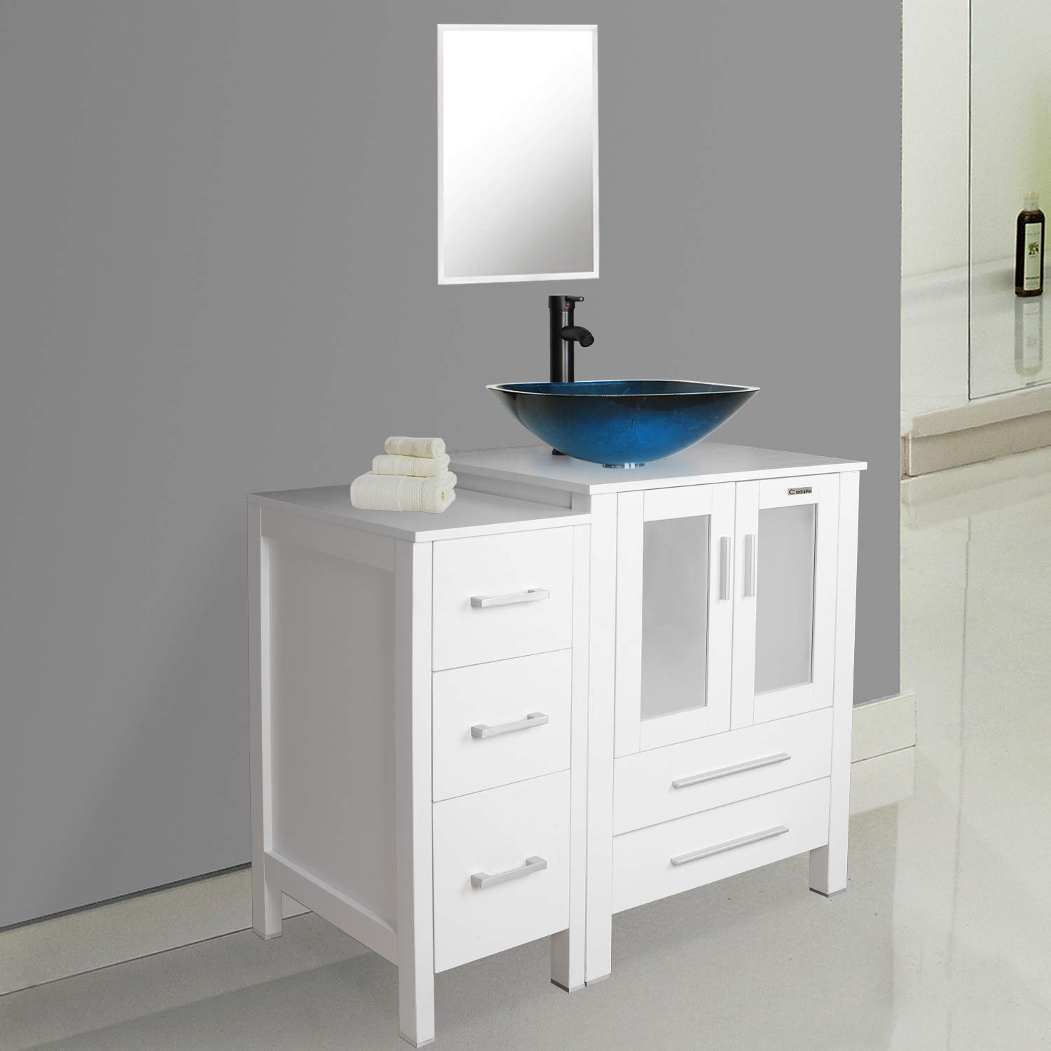 eclife 36'' Bathroom Vanity Sink Combo White W/Side Cabinet Vanity