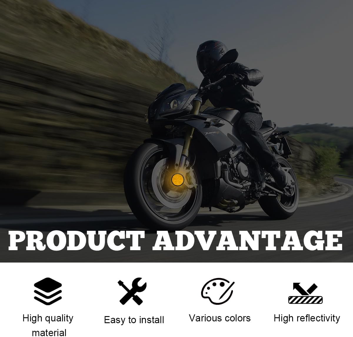 Lot De 2 Réflecteurs Orange Ronds Pour Moto/VTT - Diamètre 5,1 Cm, Universel, Avec Vis De Montage