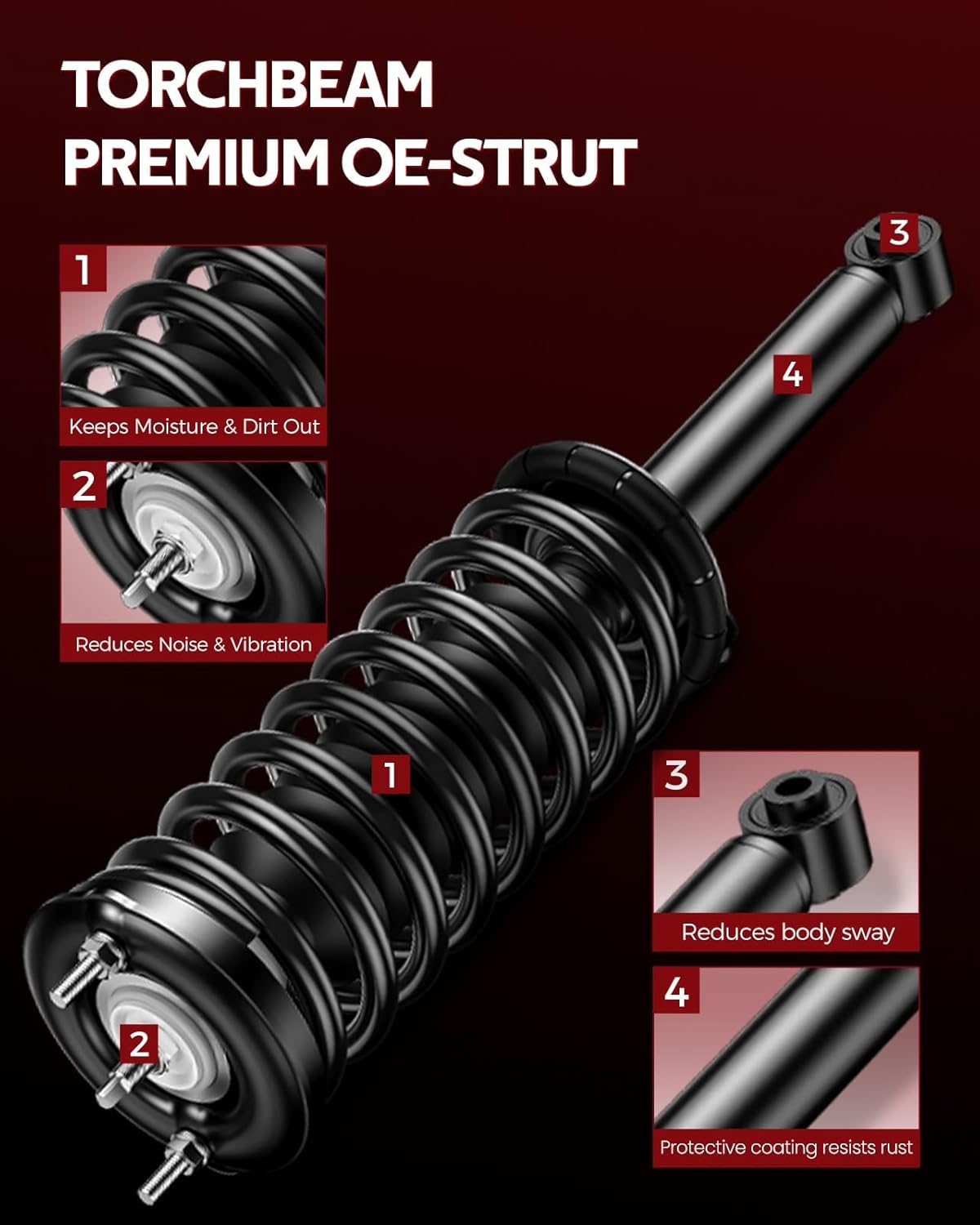 Torchbeam Front Shock Struts Replacement Complete Assembly Front Pair Fit for Ford Escape 2001-2012, Mercury Mariner 2005-2011, Tribute 2001-2006 2008-2011 171593/171594