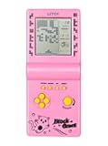 Brick Game Console Classic Nostalgia Built-in 26 Retro Game Blocks/Racing/Tank Battle Adjustable Difficulty/Speed 2 AA Batteries Powered Kids/Students Birthday Puzzle Toy (Pink)
