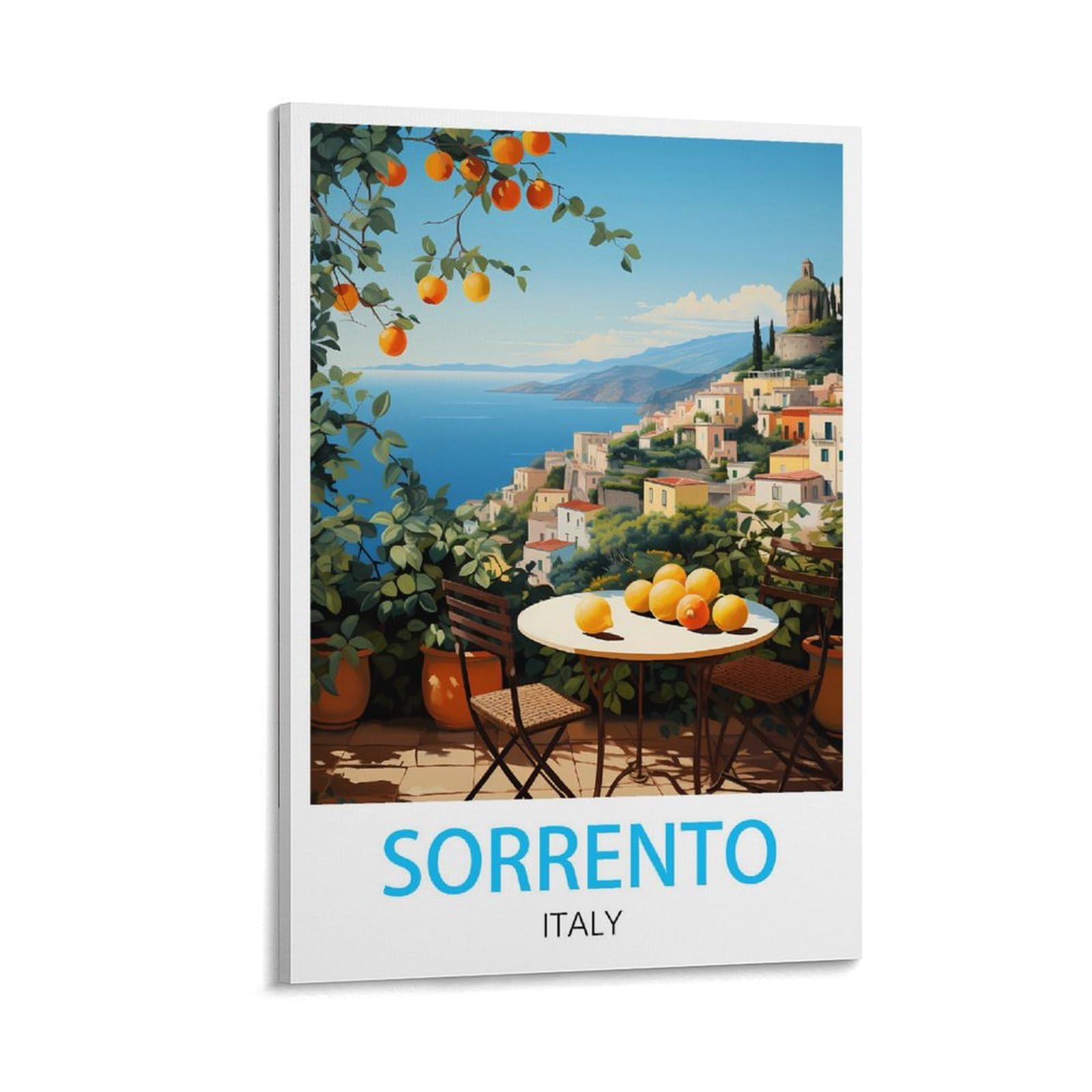 Lichnww Frame-Style Sorrento Italy Vintage Travel Poster 12X18inch(30X45cm) Canvas Print For Living Room, Bedroom, Dorm, Home, Office Wall Decoration