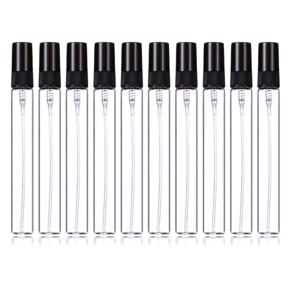 Enslz Black 10Ml Perfume Mist Spray Bottles Refillable Mini Empty Travel Clear Refillable Atomizer Glass Bottles 10Pcs (10Ml, )