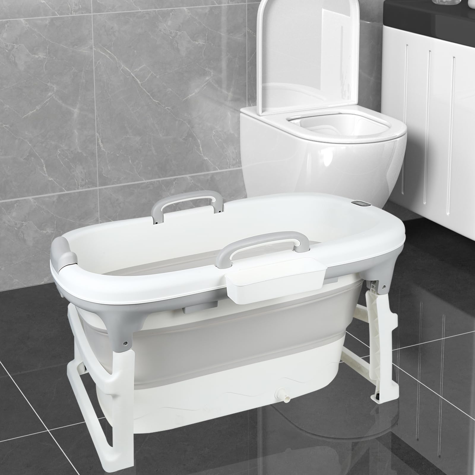 Bebe - Cuscino pieghevole per vasca da bagno pieghevole per bambini da 0 a 9 anni, per doccia, neonato, per tutta la famiglia, 99 x 62 x 52,9 cm (grigio)
