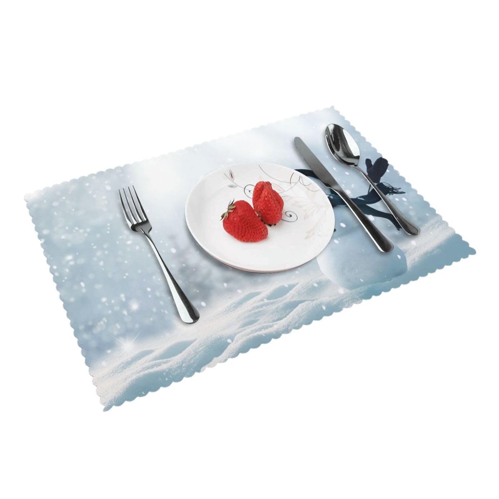 Bnvsadc Christmas Happy Snowman 4 Pcs Heat Resistant Placemat 45X30 Cm, Printed Non-Slip Place Mats For Kitchen Dining Table Indoor Outdoor