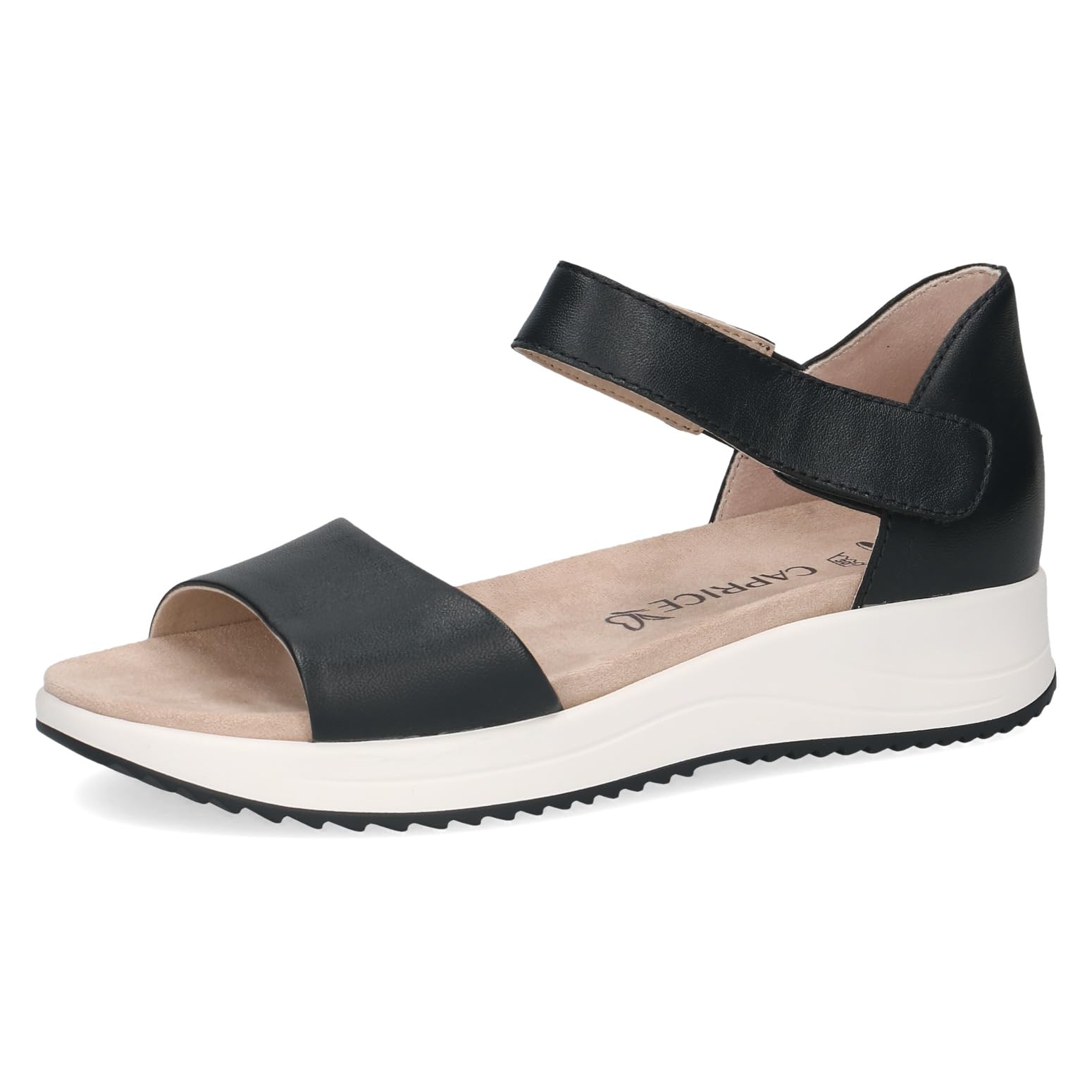 CAPRICE Women Sandals Flat Leather Comfortable, Blue (Ocean Nappa), 6 UK