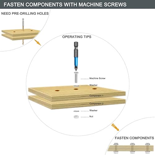 Miniatura 5 de Juego surtido de tornillos y pernos, 340 piezas de tuercas y pernos de acero inoxidable, tornillos de máquina Phillips M4 con estuche para gabinete,