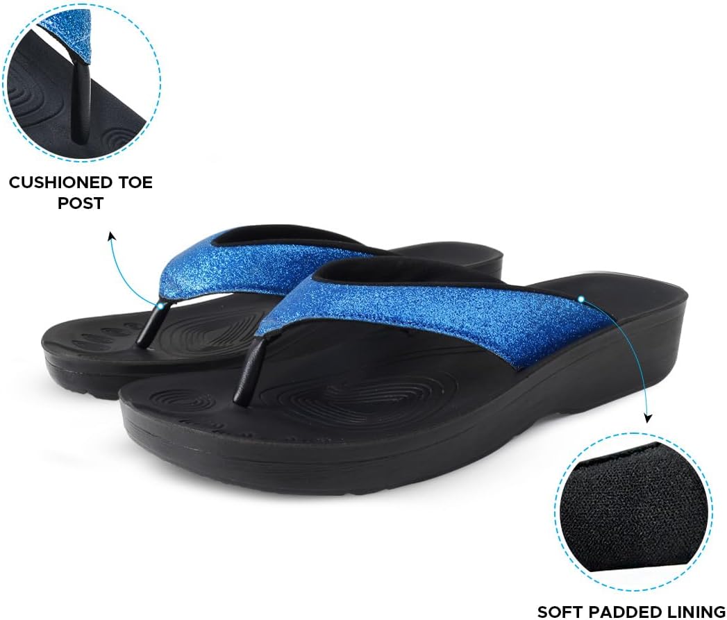 AEROTHOTIC Comfy Flip Flops for Women with Arch Support Orthotic Footbed Stylish Faux Leather Padded Straps with Soft Toe Post & Non-Slip Sole Slip On Casual Indoor and Outdoor Ladies Sandals - Image 6