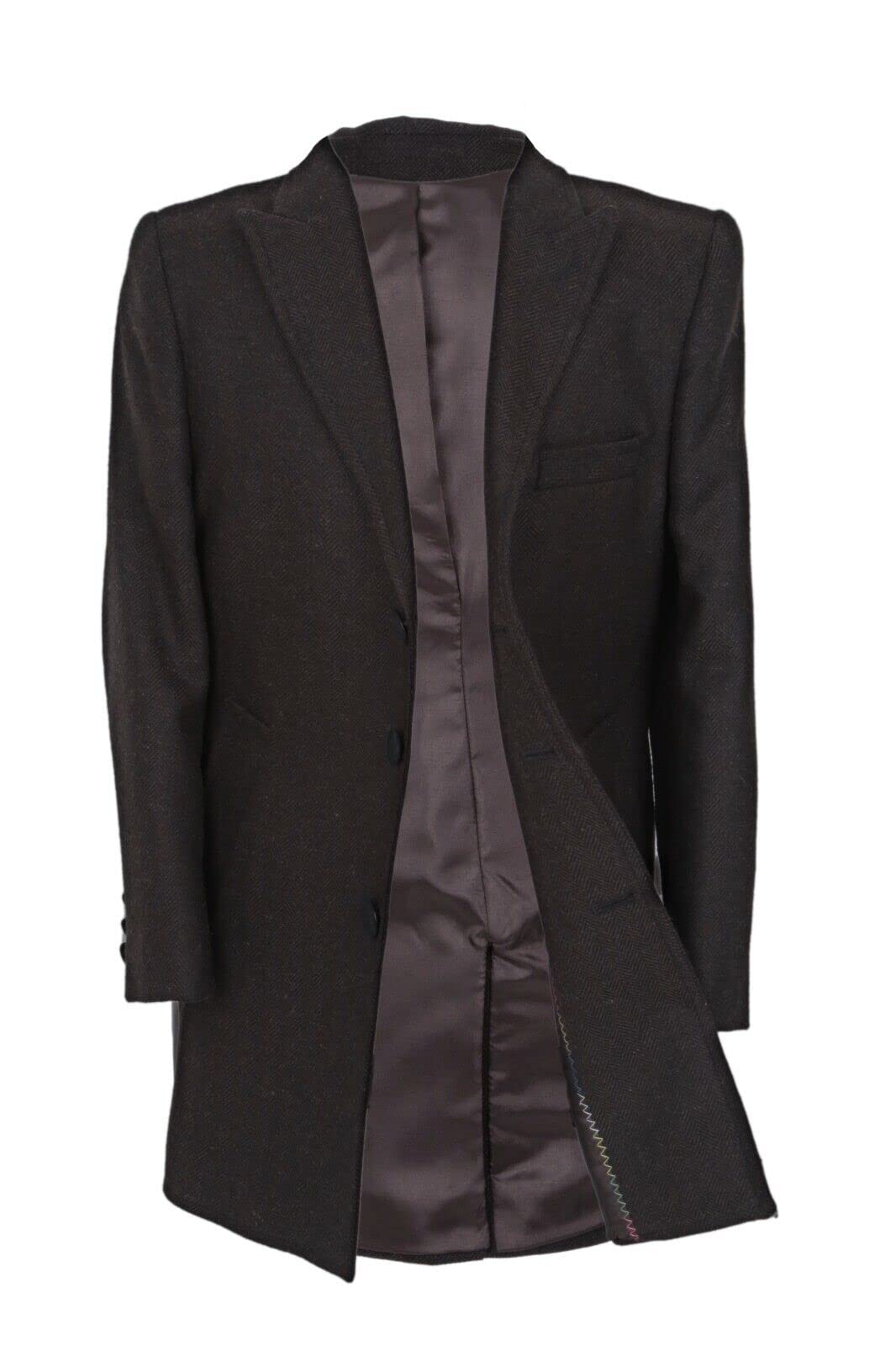 SIRRI Abrigo Niño Lana Tweed Herringbone Slim Fit Chaqueta Invierno Formal Boda Paje Elegante