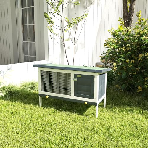 Pawhut USD51-1410131 35 Inch Wooden Rabbit Hutch Indoor thumb #1