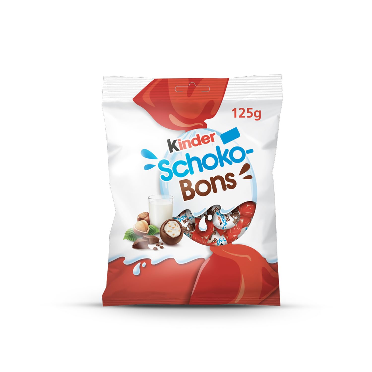 Kinder Schokobons Milky Bitesize Individually Wrapped Chocolates With Soft Milky Centres And A Hint Of Hazelnut Pieces Wrapped in Milk Chocolate, Multi Pack With Individually Wrapped Pieces, 125g