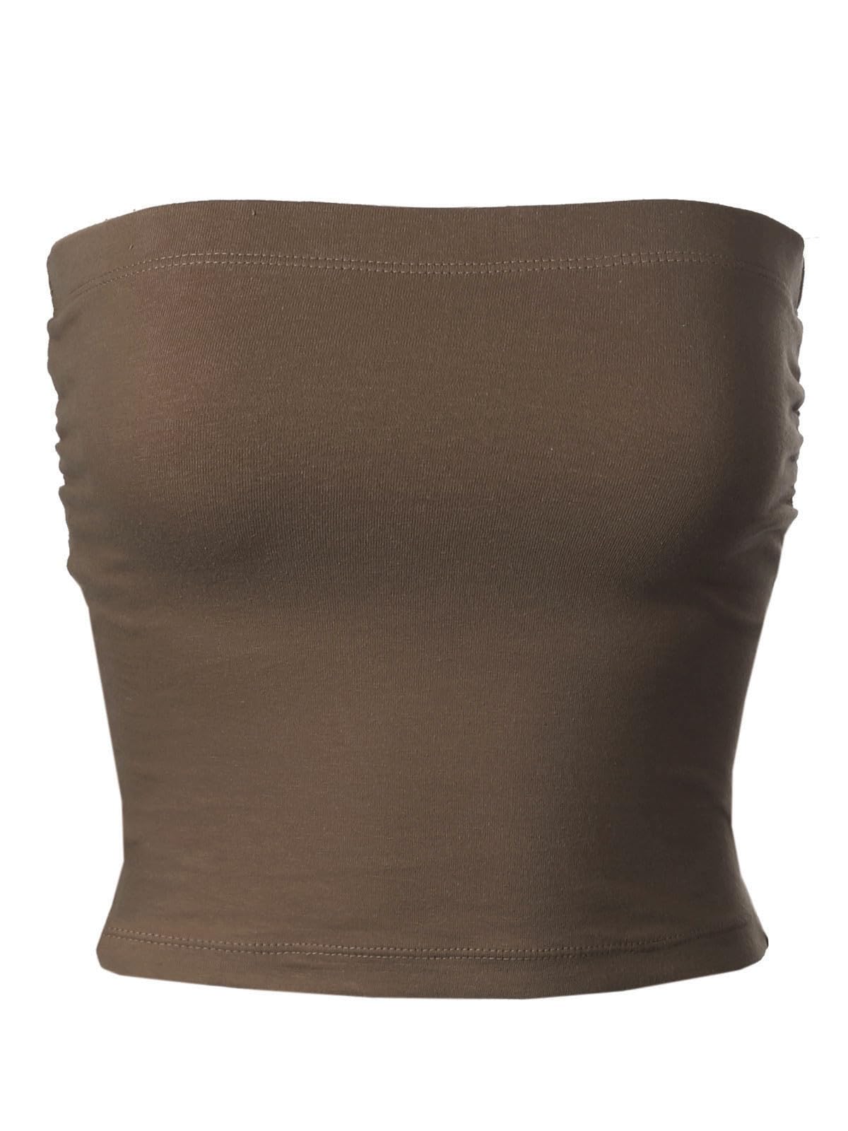 MixMatchy Lot de 3 Hauts d'été décontractés froncés sur Le côté Dos Nu Double Couche avec Soutien-Gorge intégré pour Femme