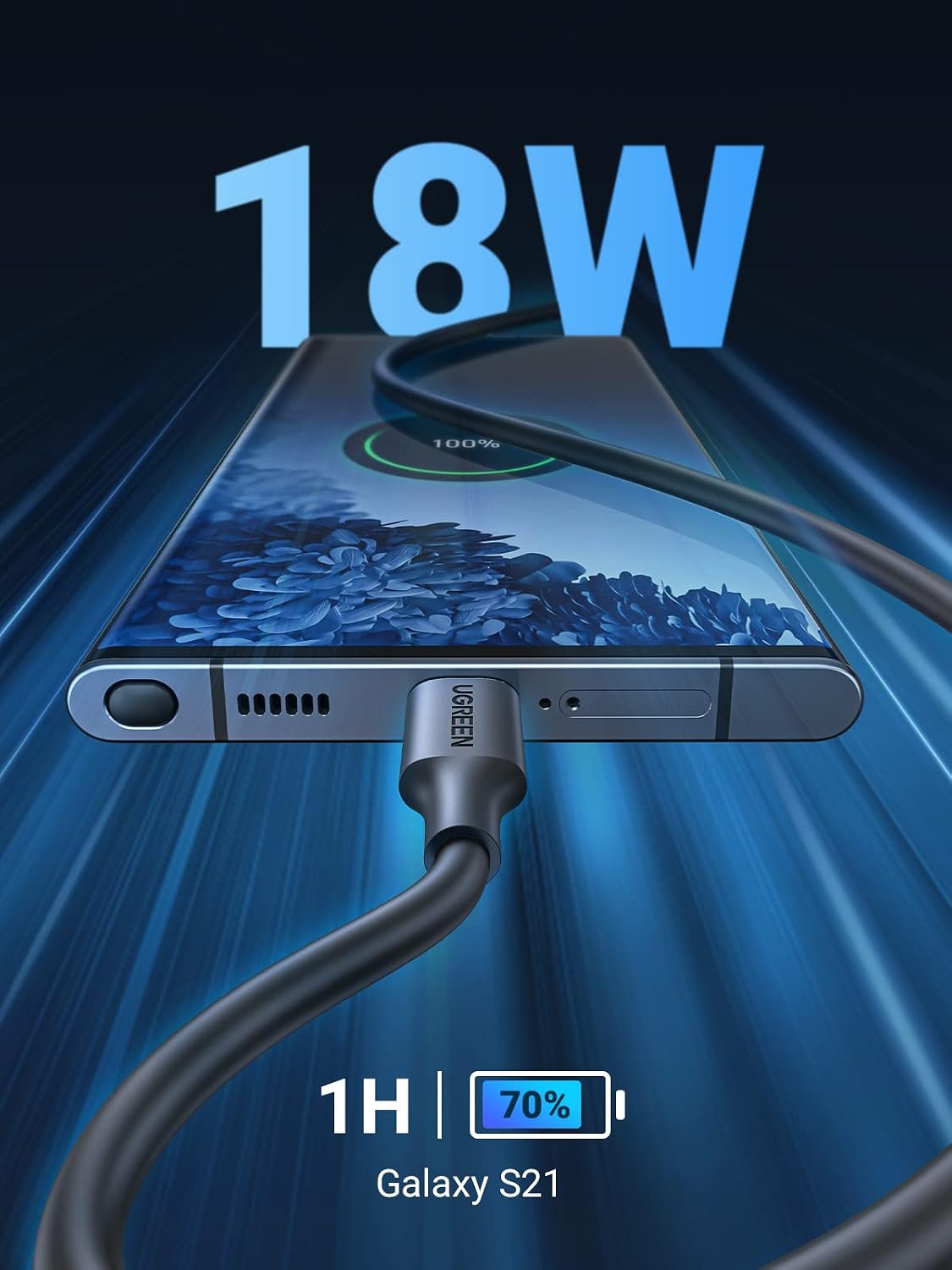 UGREEN USB C Cable USB A to Type C 3.0 Fast Charging Cable Quick Charger Cord for Samsung S10 S9 S8 Plus Galaxy Note 9 8, LG V30 G6, Google Pixel 3 XL, GoPro Hero 7 6 5, Nintendo Switch, Nexus 5X 6P