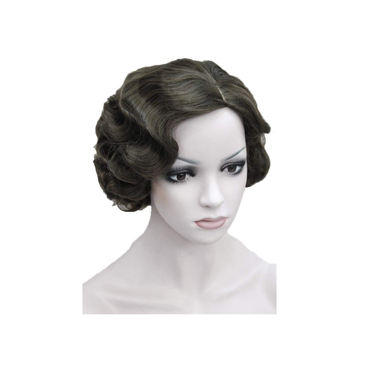JJESC Lady Wig, Short Wave Roll, Vintage Wig, Comfortable And Natural Fashion wig, (Color : Brown 1)