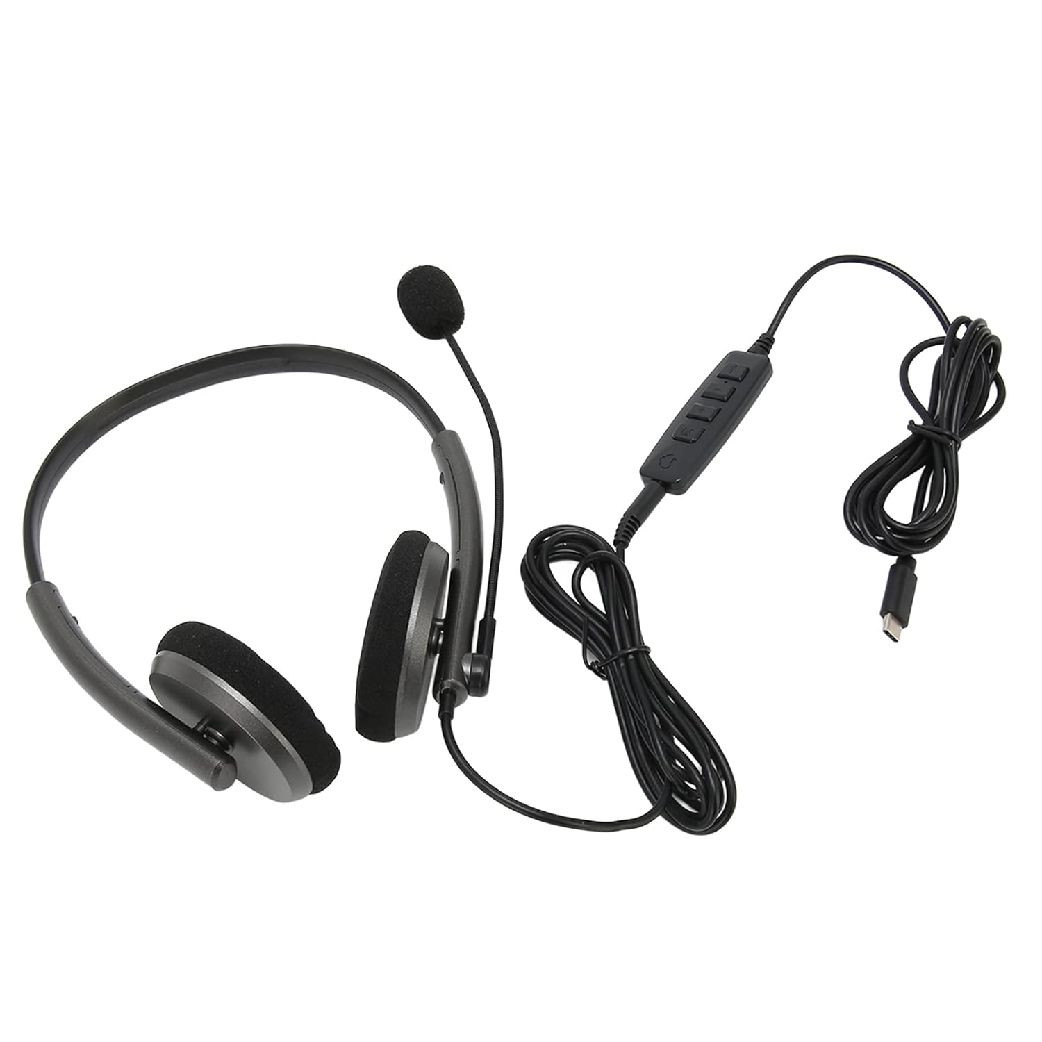 Computer Phone Headset, Plug and Play Noise Canceling Microphone, Adjustable Headband, Light