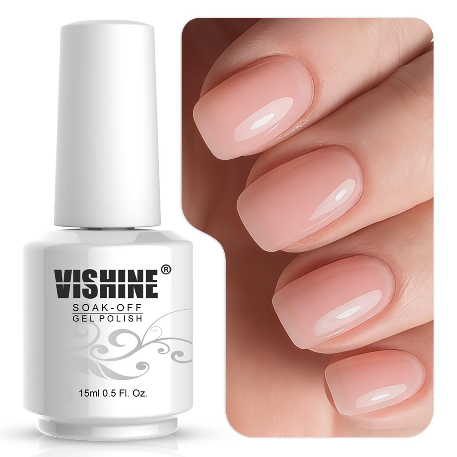 Vishine Jelly Milky Nude Pink Gel Nail Polish Soak Off LED UV Gel Polish Varnish Nail Art Home DIY Manicure Nail Salon Varnish 15ml #09