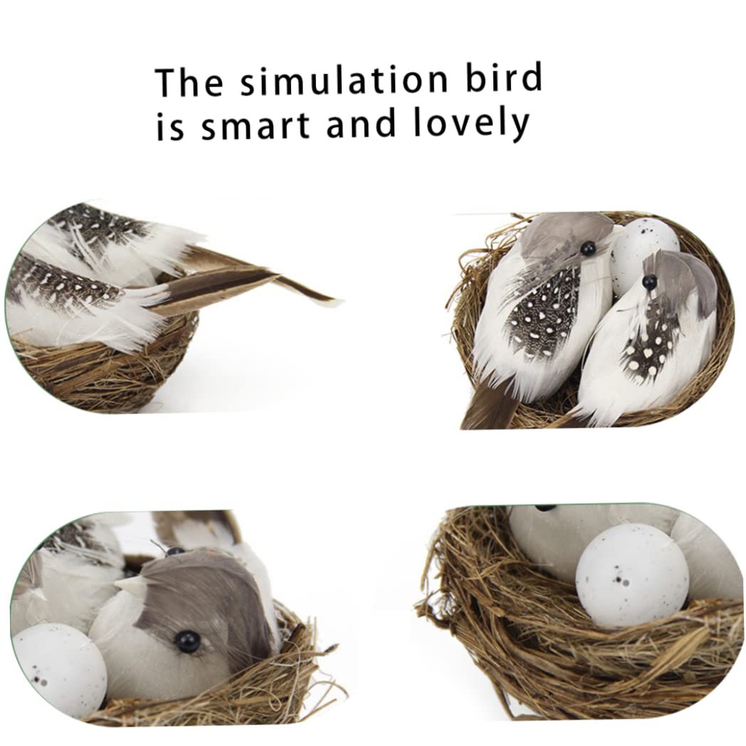 Pájaros realistas con plumas artificiales con huevo de nido para el hogar, jardín, ornamento de jardín, manualidades al aire libre, pájaro realista para ventana, jardín, balcón, patio, césped, patio
