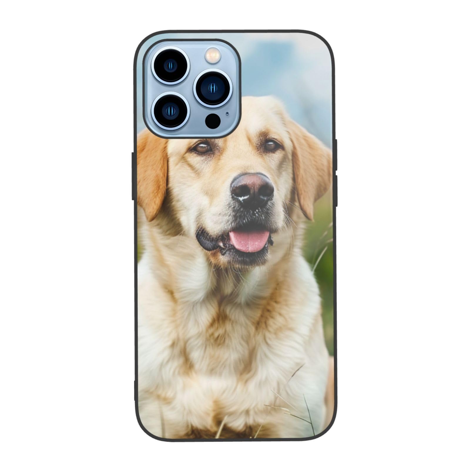 SDTLMNW Cute Labrador Dog Printed Phone Case for iPhone 13 Pro Max 6.7 inch Tempered Glass Shockproof Protection Phone Case Cover White