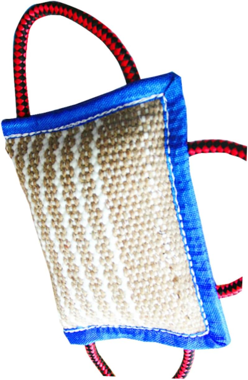 Sosoport Jute Pet Bite Pillow Chewing Toy for Dog Training Sturdy Handles for for Puppy Teething and Playing for Chewing and Mouth Catching