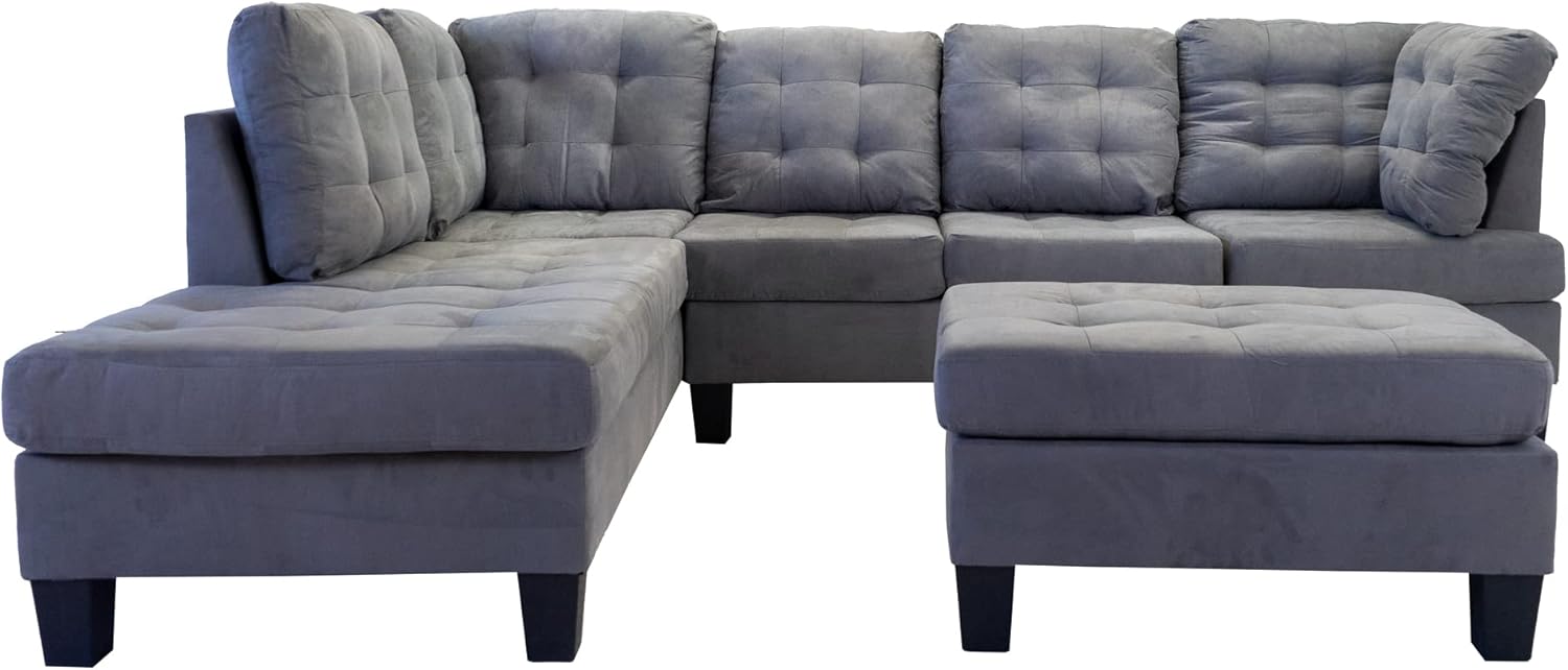 Casa Andrea Milano LLC 3 Piece Modern Tufted Micro Suede L