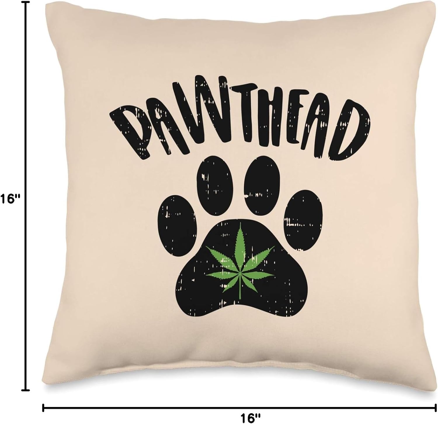Pawthead Pothead Dog Cat Lover Owner Weed Cannabis 420 Gift Throw Pillow