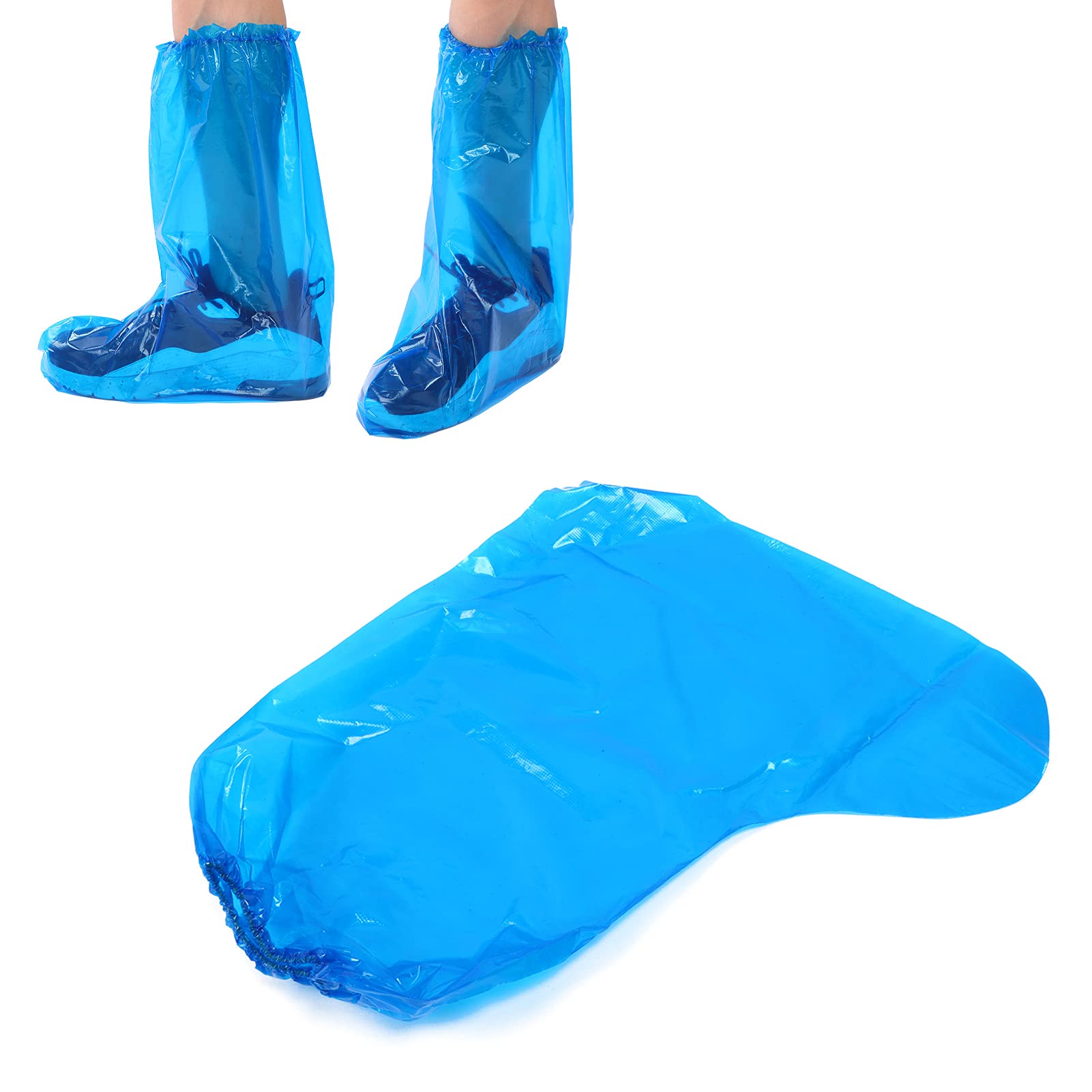 Cryfokt Copriscarpe Monouso Pieghevoli, Coperture Antiscivolo con Apertura Ampia, per Uso Interno e Protezione Pavimenti | Copriscarpe alti con elastico, spessi e usa e getta, per pioggia, e fattoria