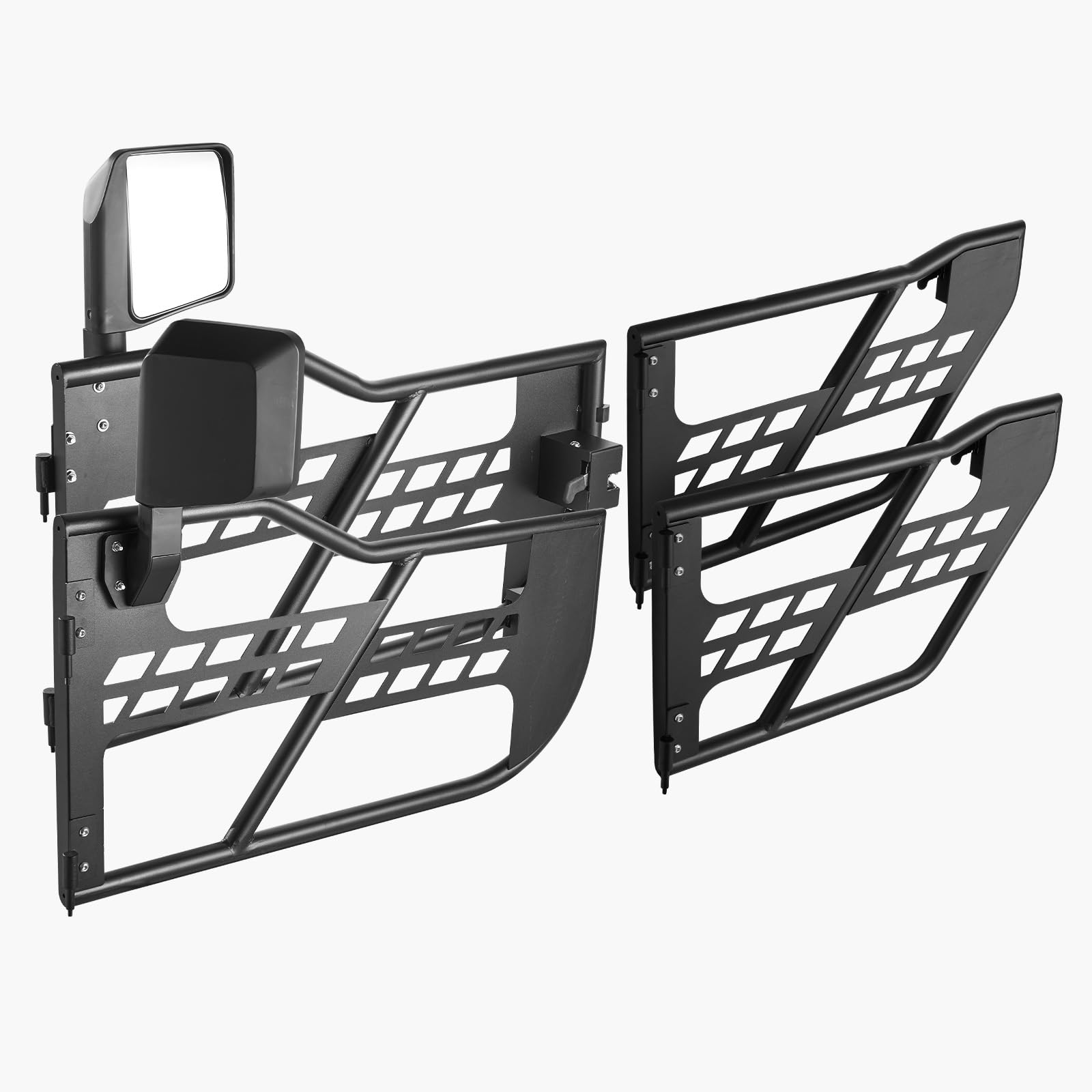 VEVOR Tube porte pour Jeep, 4 portes, porte tubulaire pour Jeep de style chasse avec rétroviseurs certifiés DOT, avec coussinets en caoutchouc et tube en acier trempé, pour Jeep Wrangler JK 2007-2018