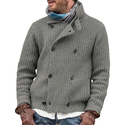 Cardigan à double boutonnage homme contre le froid col
