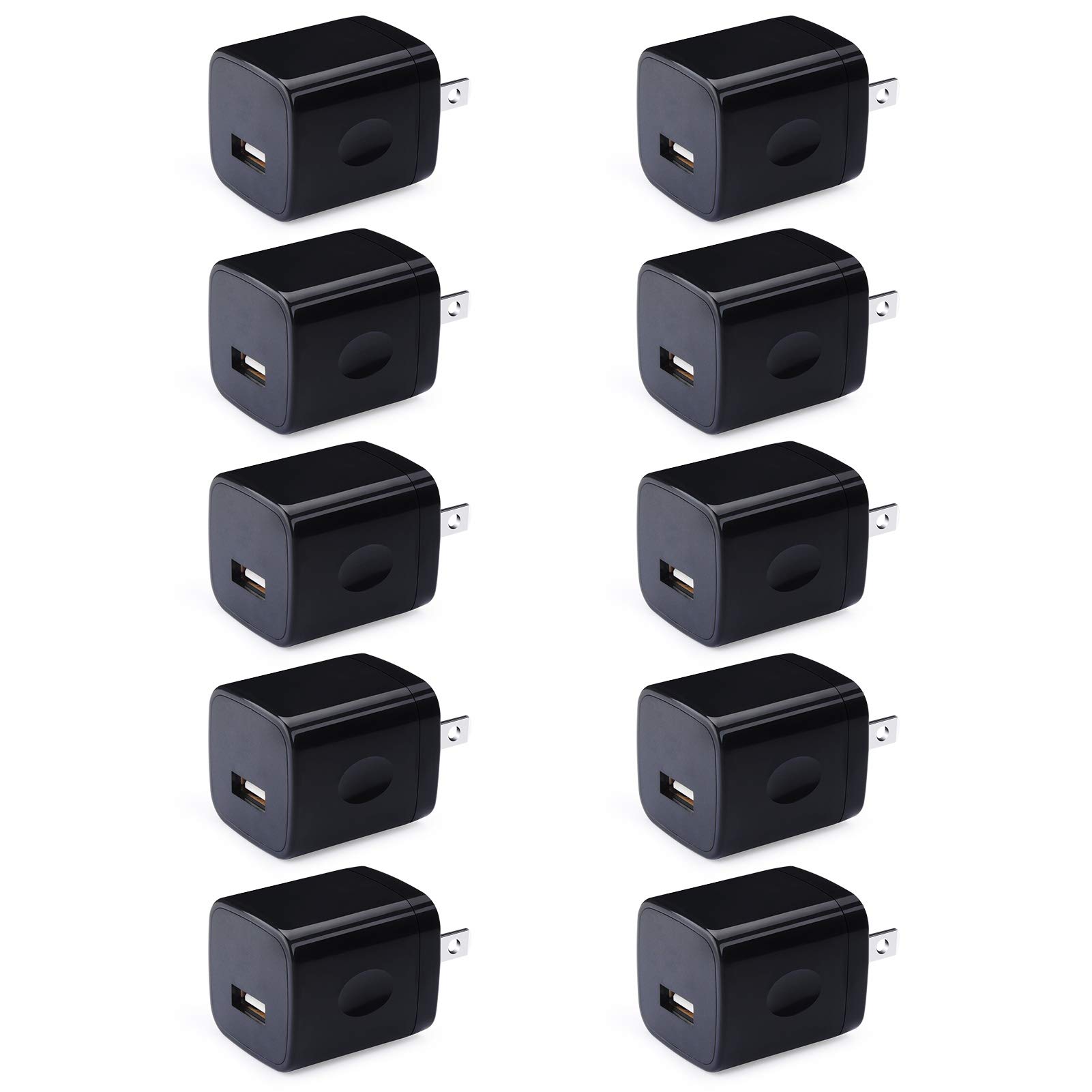 Charging Block, USB Plug, GiGreen Single Port USB Wall Charger 10-Pack USB Cubes 1A Plug Adapter Compatible with iPhone 11 Pro Max/XS/SE/XR/X/8/6S, Samsung A71/A20/A10e/S20+/S10/S9/S8, LG G8, Moto