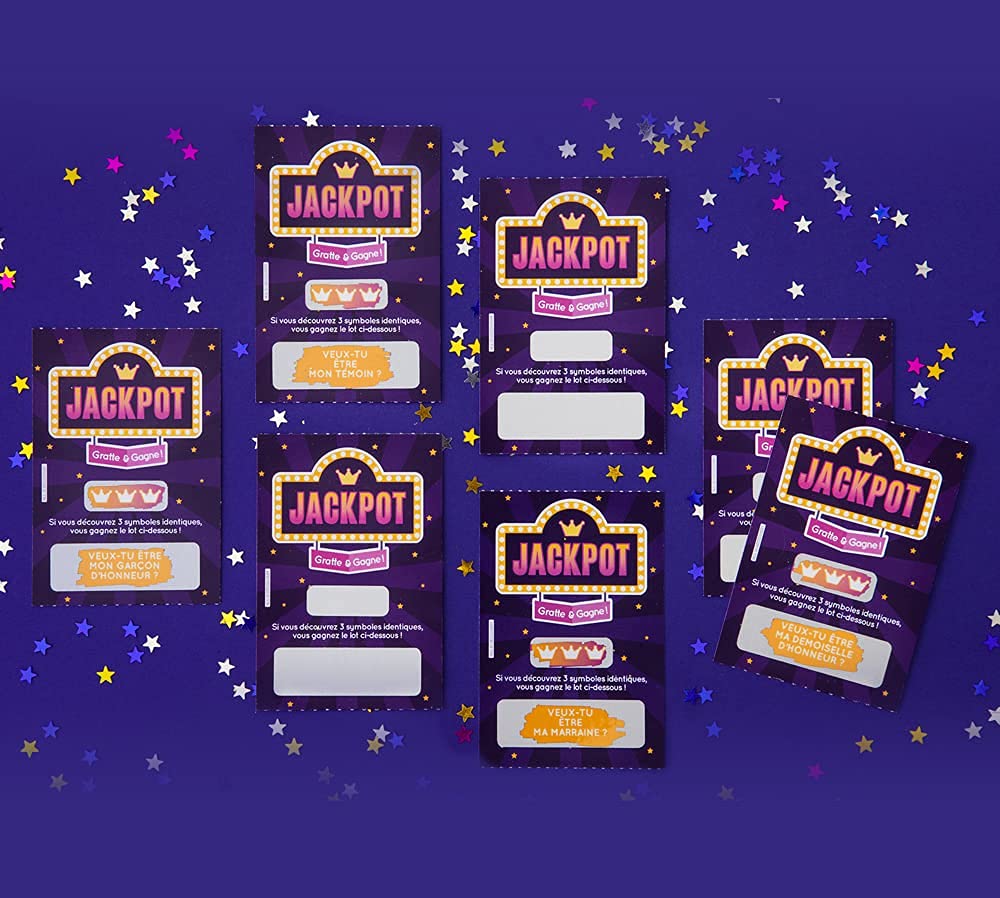 Carte à gratter demande témoin demoiselle d'honneur parrain marraine style ticket de jeu