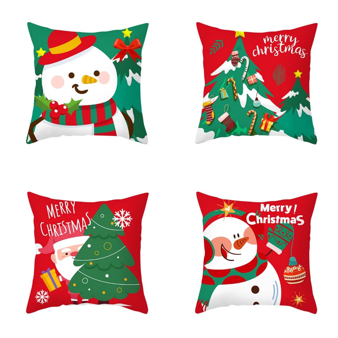 Chenlane Silk Pillow Coversheets Cushion Dye Christmas, Zipper Standard Pillows For Couch Decorative Set Private Customisation 50x50 cm, 4Pcs