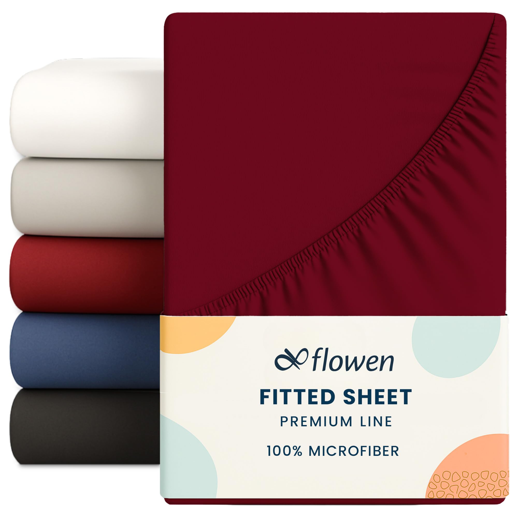 King size Fitted Sheet for Size 160x190 cm in Bordeaux Microfiber Bottom Fitted Sheet Deep Pocket 12 inch (up to 30cm) in Soft Brushed Microfiber Fabric Easy Care Shrinkage and Fade Resistant