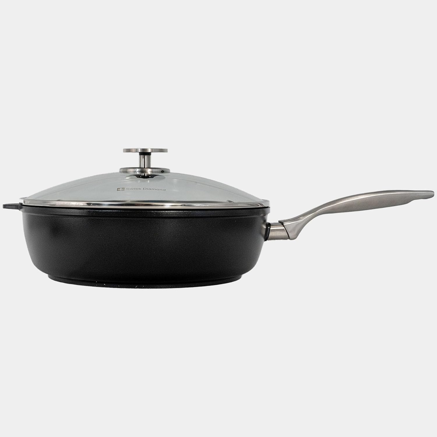 Swiss Diamond Nonstick Hybrid Ceramic and Diamond-Infused Deep Saute Pan With Glass Lid, Dou Ceramic, Dishwasher & Oven Safe Up To 500 °F (4.1 Quart)