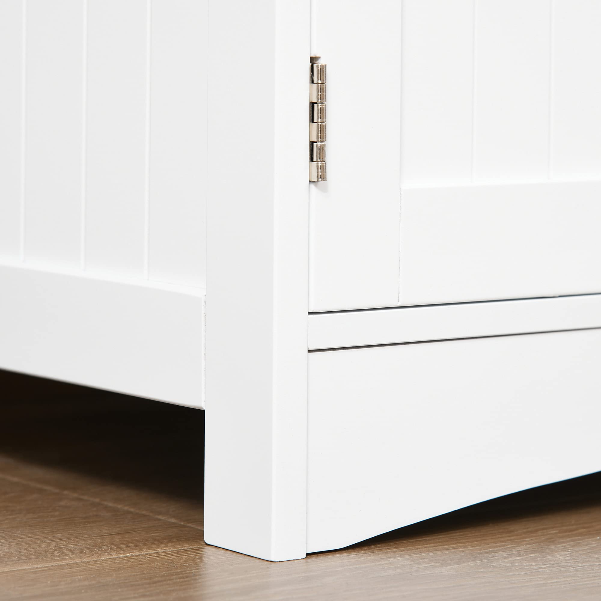 kleankin Armario de Baño con 3 Estantes y Cajón 60x33x122,5 cm Blanco | 2 Puertas, Mueble de Almacenamiento de Suelo, Moderno, para Cocina Dormitorio Salón