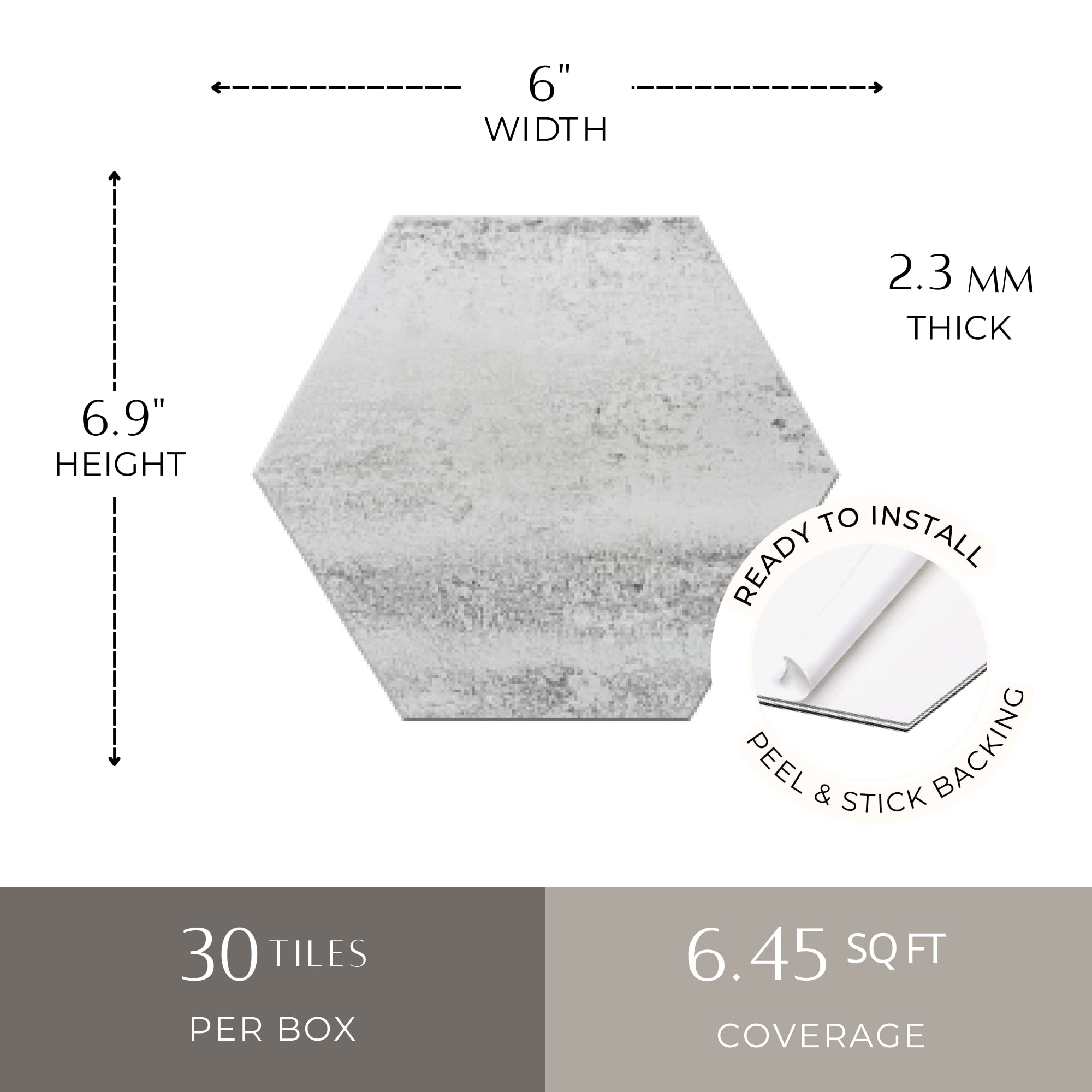 AVANT DECOR Tiles Stone Hexagon Texture Peel Stick Kitchen - View #4