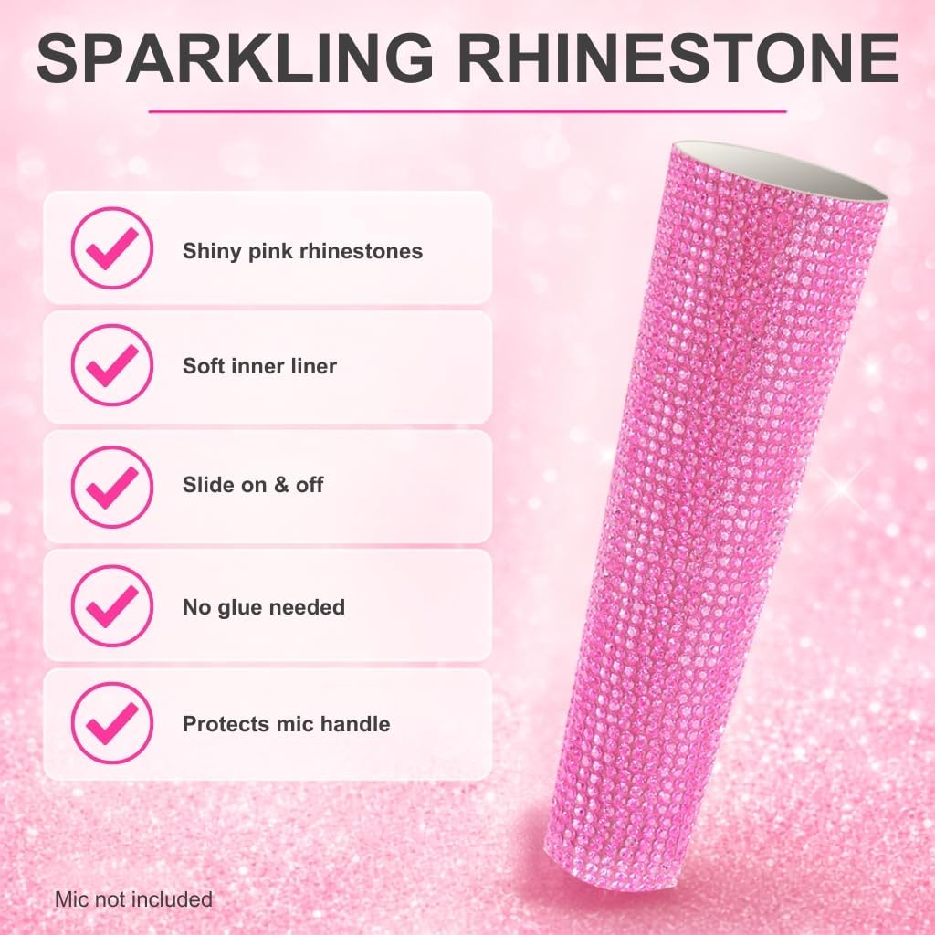 B58A Mic Sleeve Fit for Wired Microphone SM58, BETA58 Handle Cover Replacement, Rhinestones Shining on Tours & TV Shows (Mic Not Included) image 2