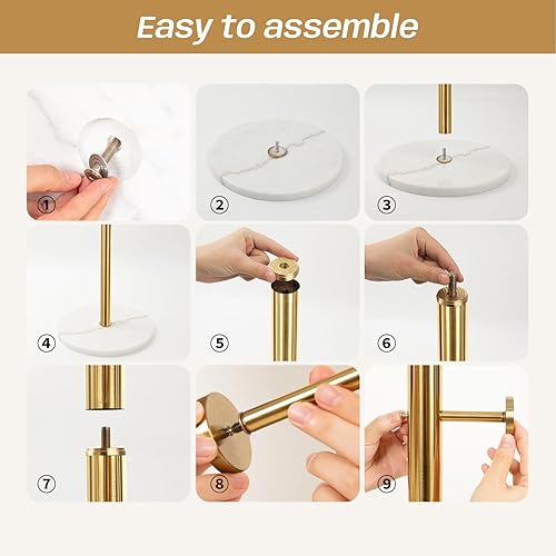 Miniatura 8 de Perchero de metal de acero inoxidable 304 sólido, base de mármol natural puro, 8 ganchos para colgar ropa, sombreros, bolsas