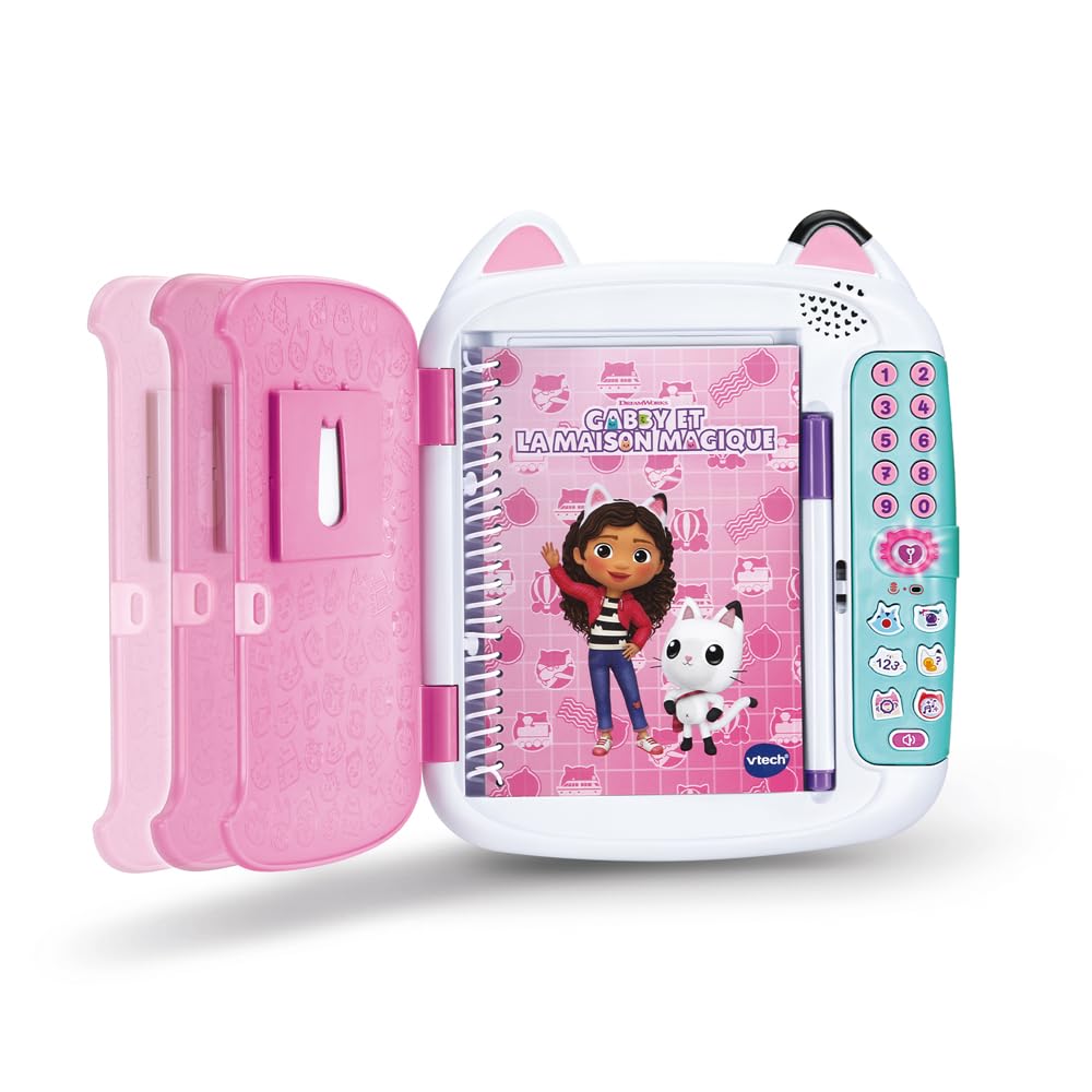 VTech - KidiSecrets Mon Journal Intime Gabby et La Maison Magique - Journal Intime Électronique avec Code Secret, Carnet, Feutre et 6 Jeux Gabby Chat - Cadeau Enfant Dès 5 Ans - Contenu en Français