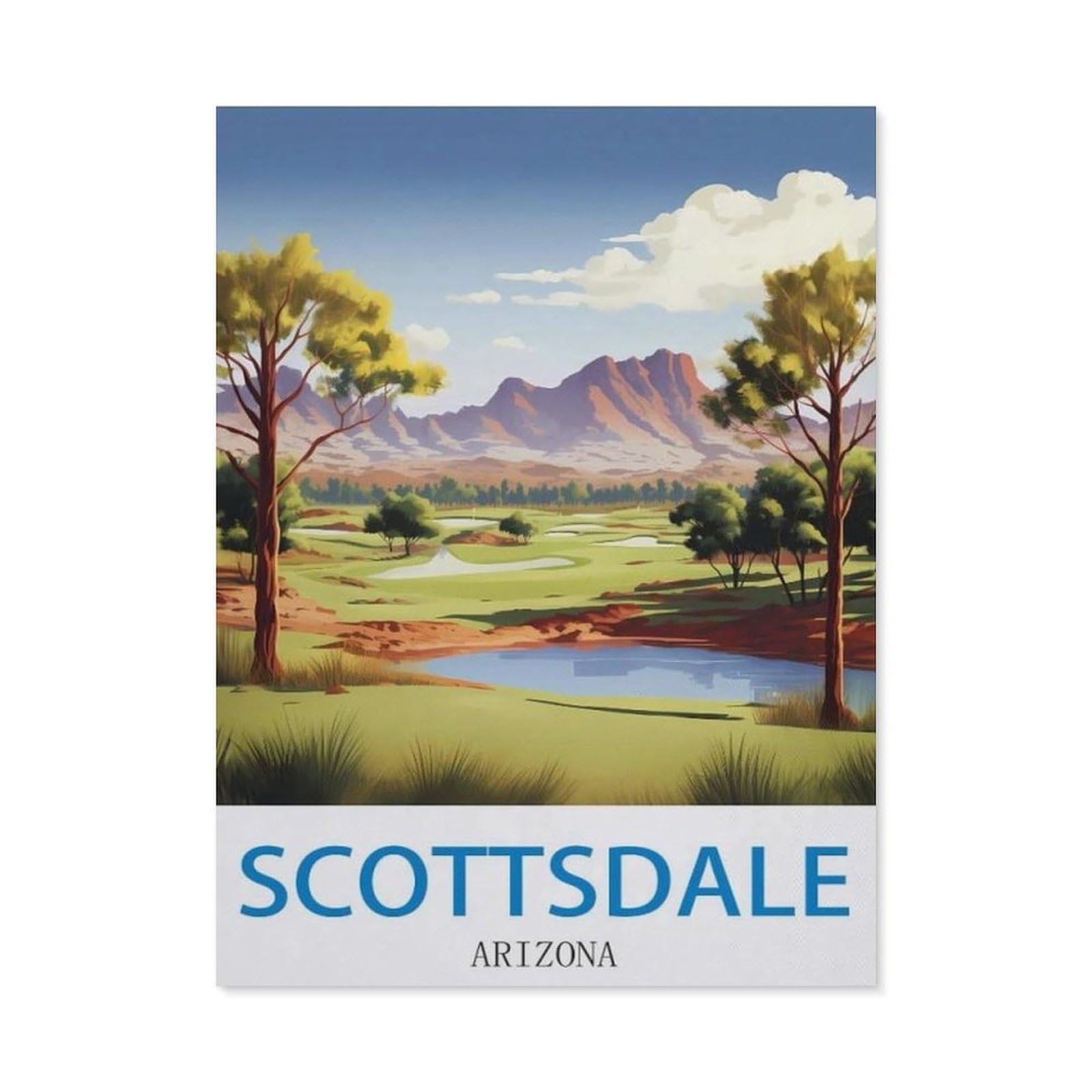 BEAYODKP 5D Diamond Painting，Scottsdale Arizona Vintage Travel Posters Golf，Diamond Embroidery Cross Stitch（40 x 50 cm/15.74 x 19.68 inches）-CN85