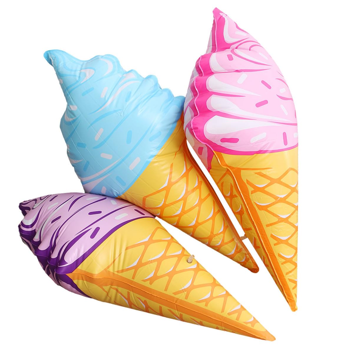 Lot de 3 Bouées de Piscine en PVC, Jouets Gonflables de Crème Glacée, Faciles à Gonfler Ranger, pour Piscine et Plage Couleur Aléatoire